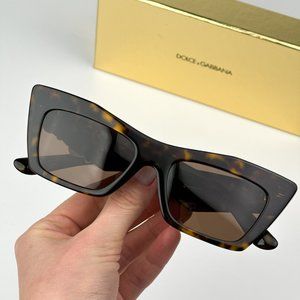 D&G DG4435 502/73 BRAND NEW Sunglasses Havana Dark Brown Cat Eye Women